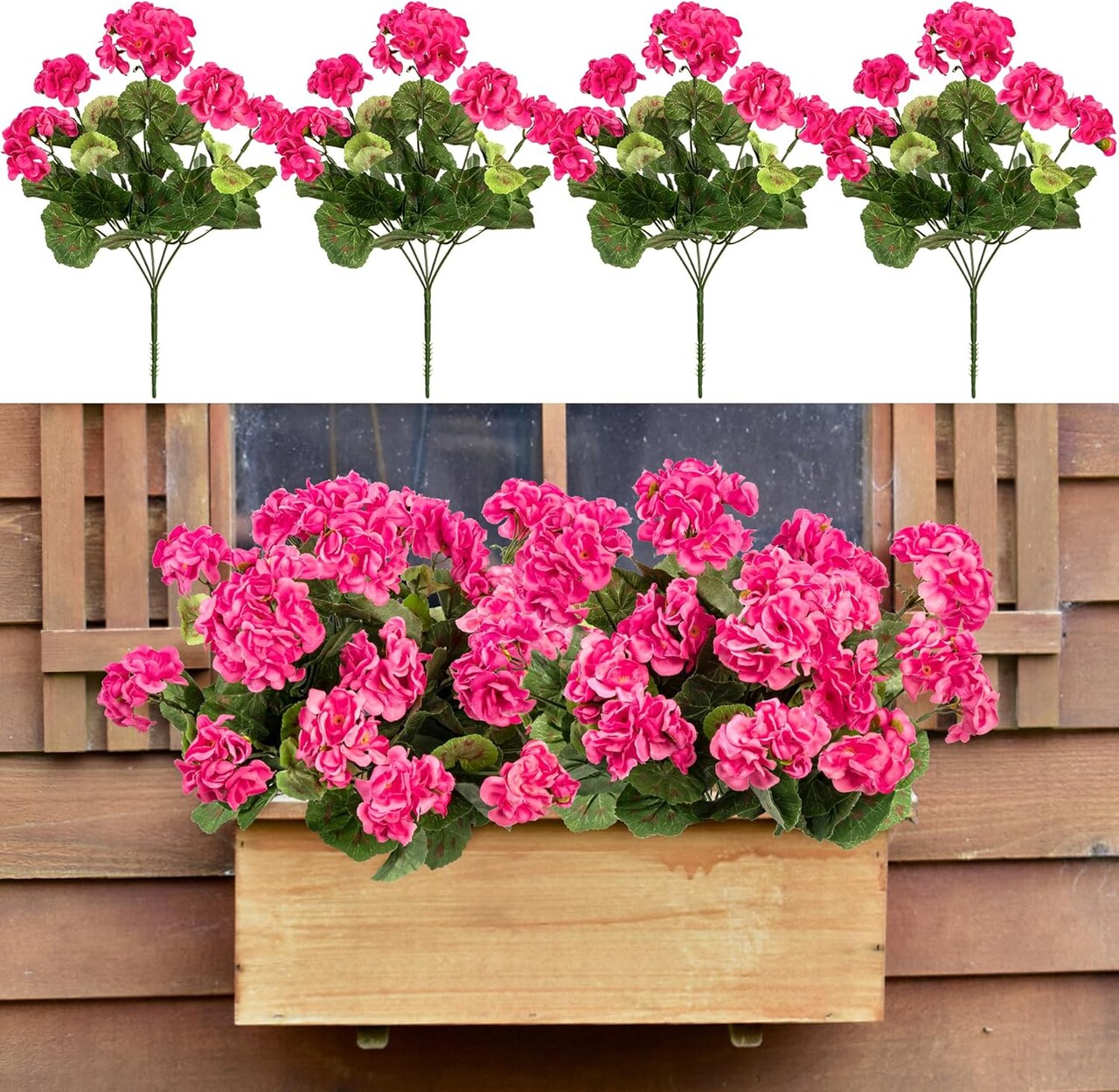 4PCS Home Decor Fake Plants Artificial Flowers Artificial Geraniums Outdoor Fake Flowers Artificial Flowers Fake Silk Bouquet